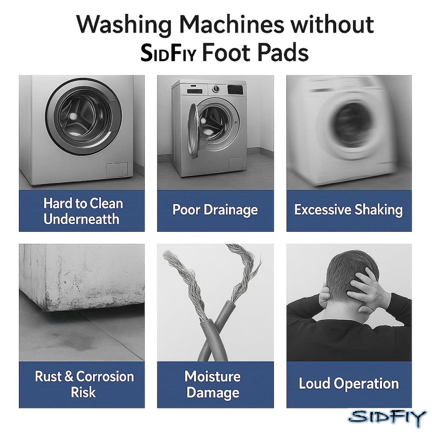Sidfiy Anti Vibration Pads for Washing Machine | Heavy-Duty 300kg | Set of 4