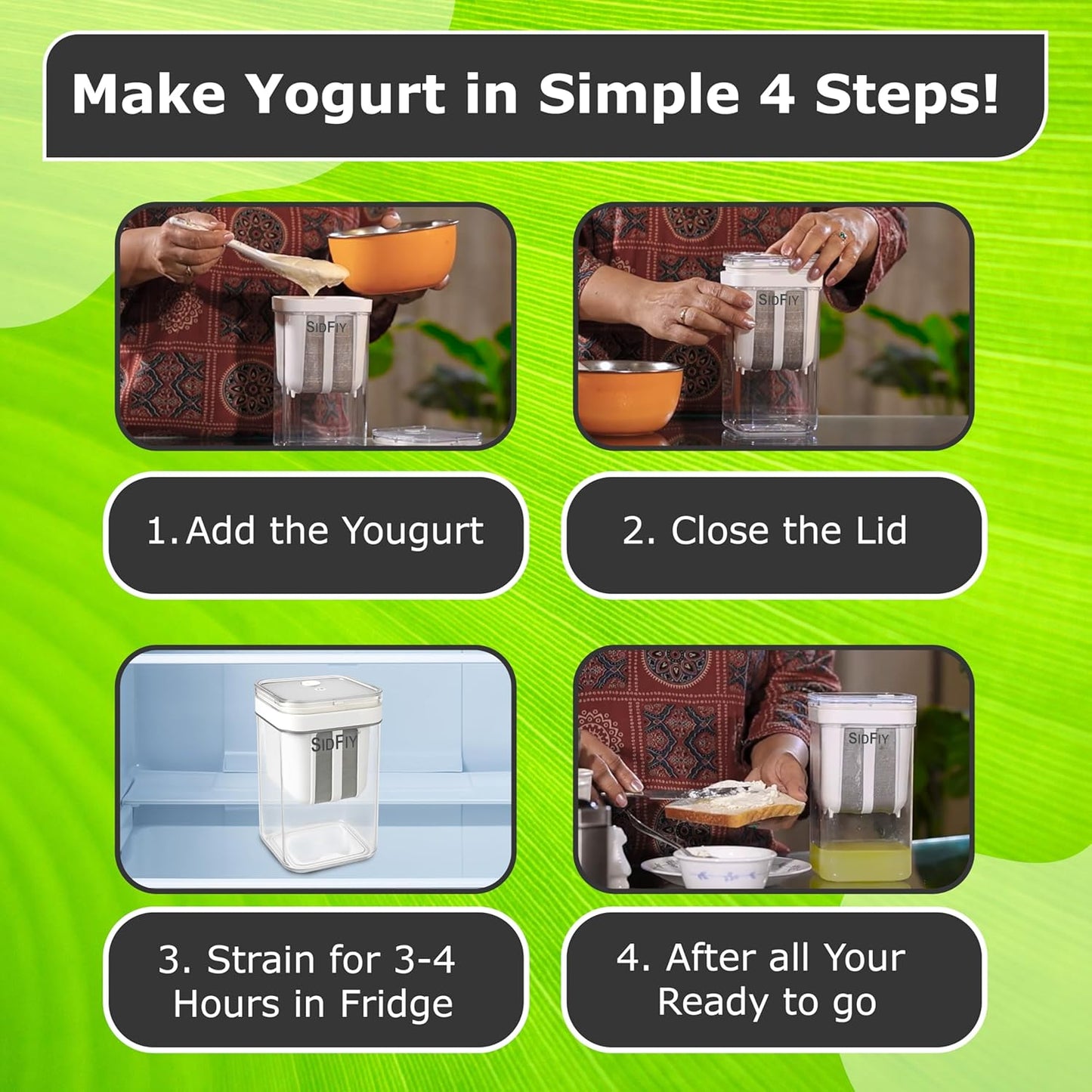 Hung Curd Maker 1100 ml | Durable, BPA-Free | Curd Strainer | Yogurt Filter Strainer | Greek Yogurt Maker | Dahi Maker | Easy Homemade Yougurt and Cheese Maker.