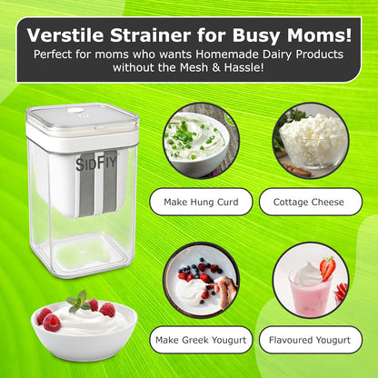 Hung Curd Maker 1100 ml | Durable, BPA-Free | Curd Strainer | Yogurt Filter Strainer | Greek Yogurt Maker | Dahi Maker | Easy Homemade Yougurt and Cheese Maker.